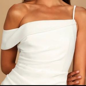 Showing Off a Little White Asymmetrical Tulip Midi Dress